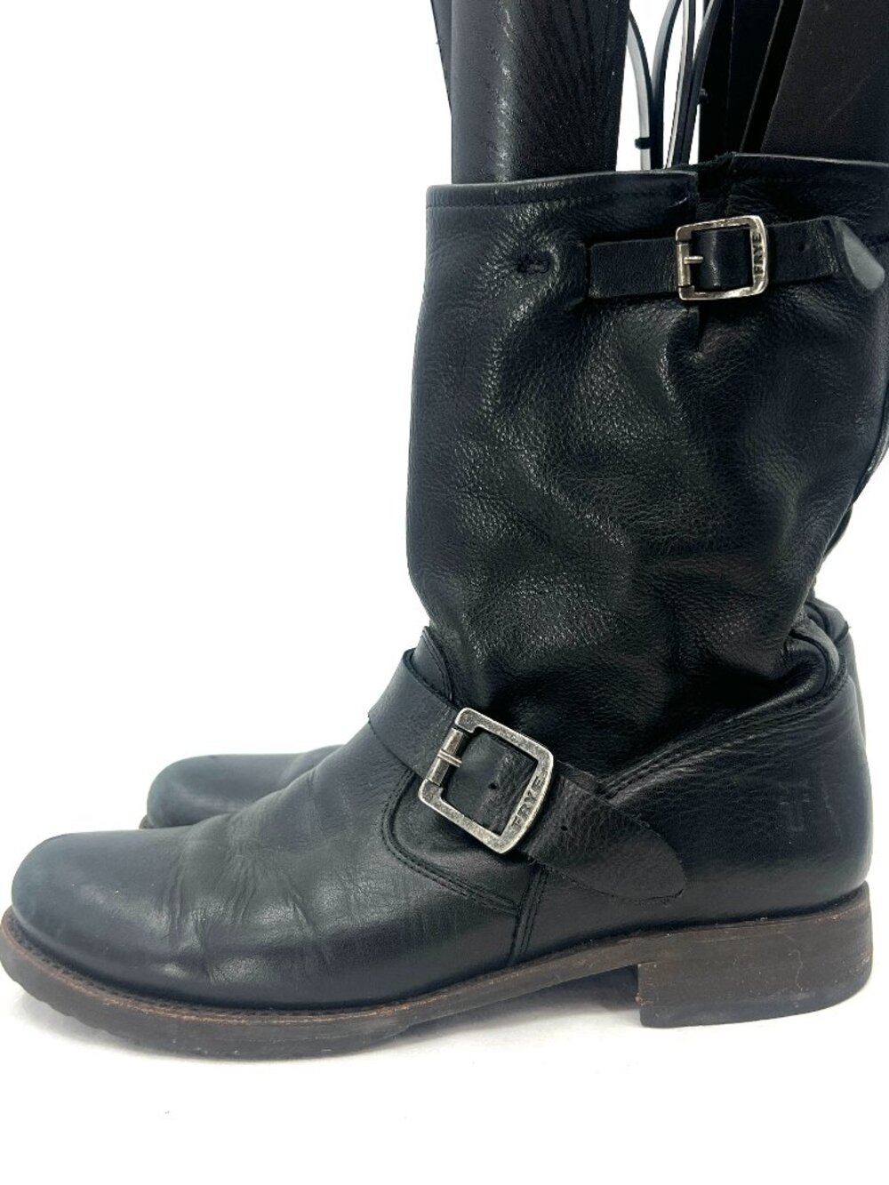 Frye Veronica Black Leather Moto Slouch Boots Women's 9